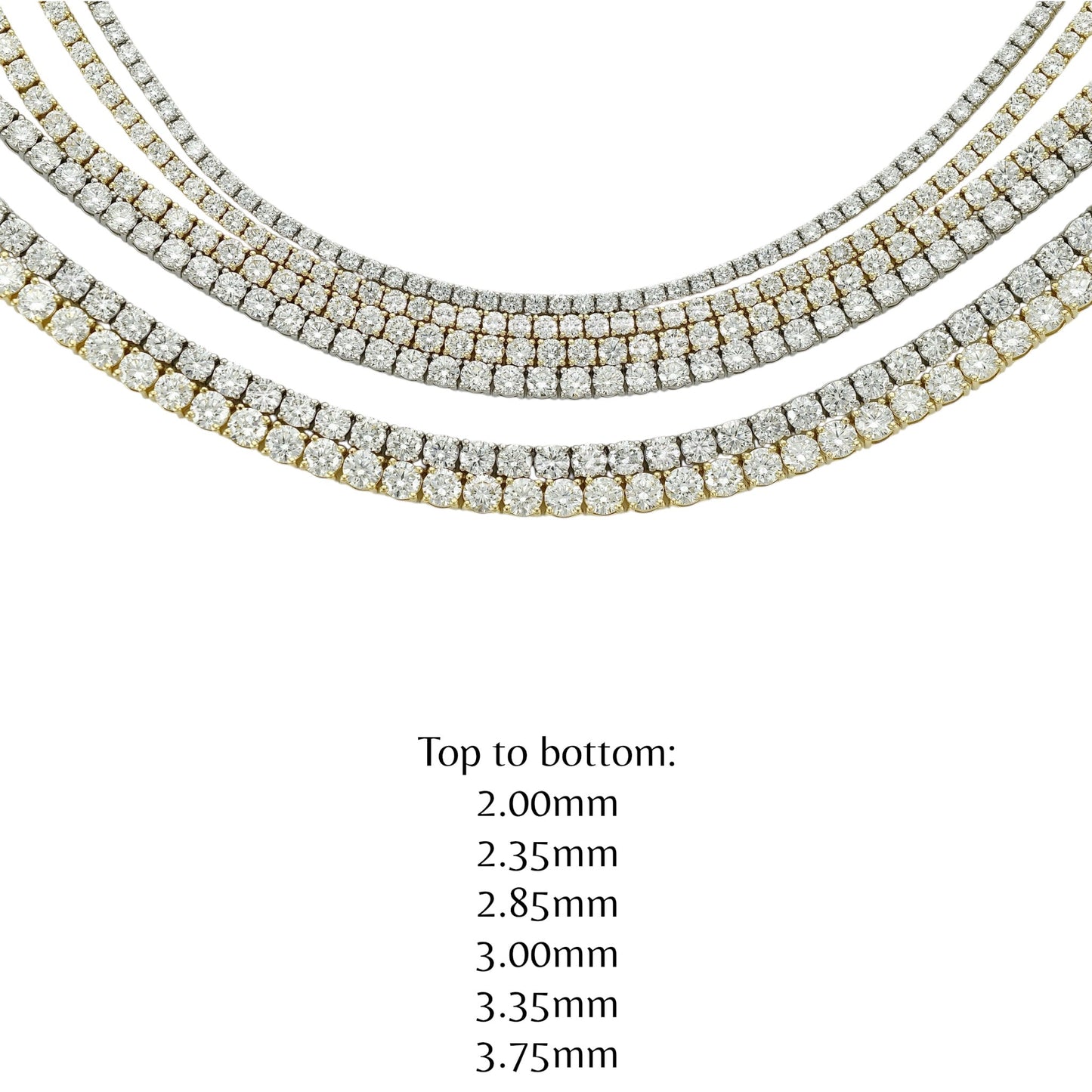 6ct. Lab-Grown Diamond Tennis Necklace | 2.00mm | 14K Solid Gold with E-F VS+ Diamonds