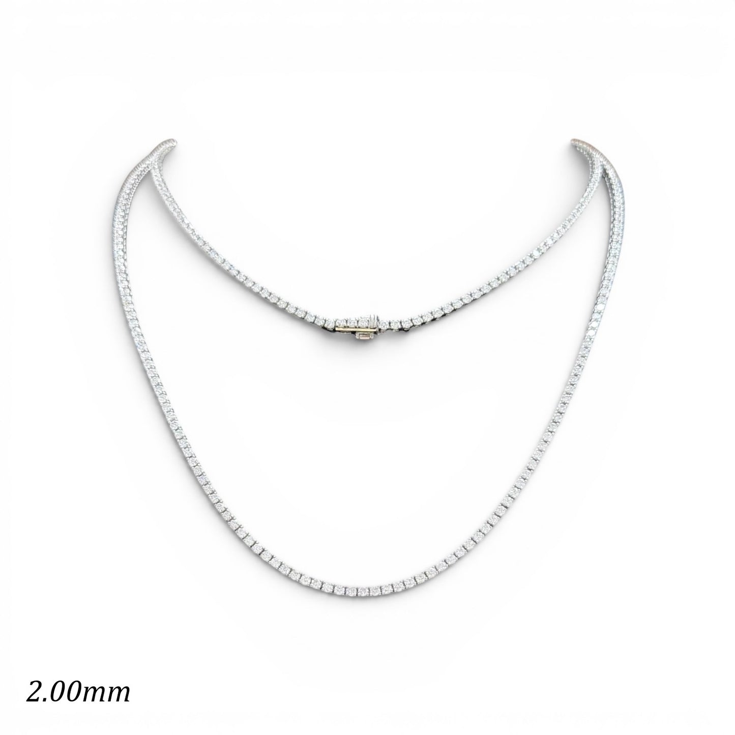 5-8ct. Lab-Grown Diamond Tennis Necklace | 2.00mm | 14K Solid Gold with E-F VS+ Diamonds