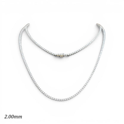 5-8ct. Lab-Grown Diamond Tennis Necklace | 2.00mm | 14K Solid Gold with E-F VS+ Diamonds