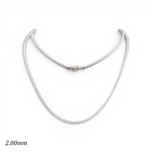 5-8ct. Lab-Grown Diamond Tennis Necklace | 2.00mm | 14K Solid Gold with E-F VS+ Diamonds