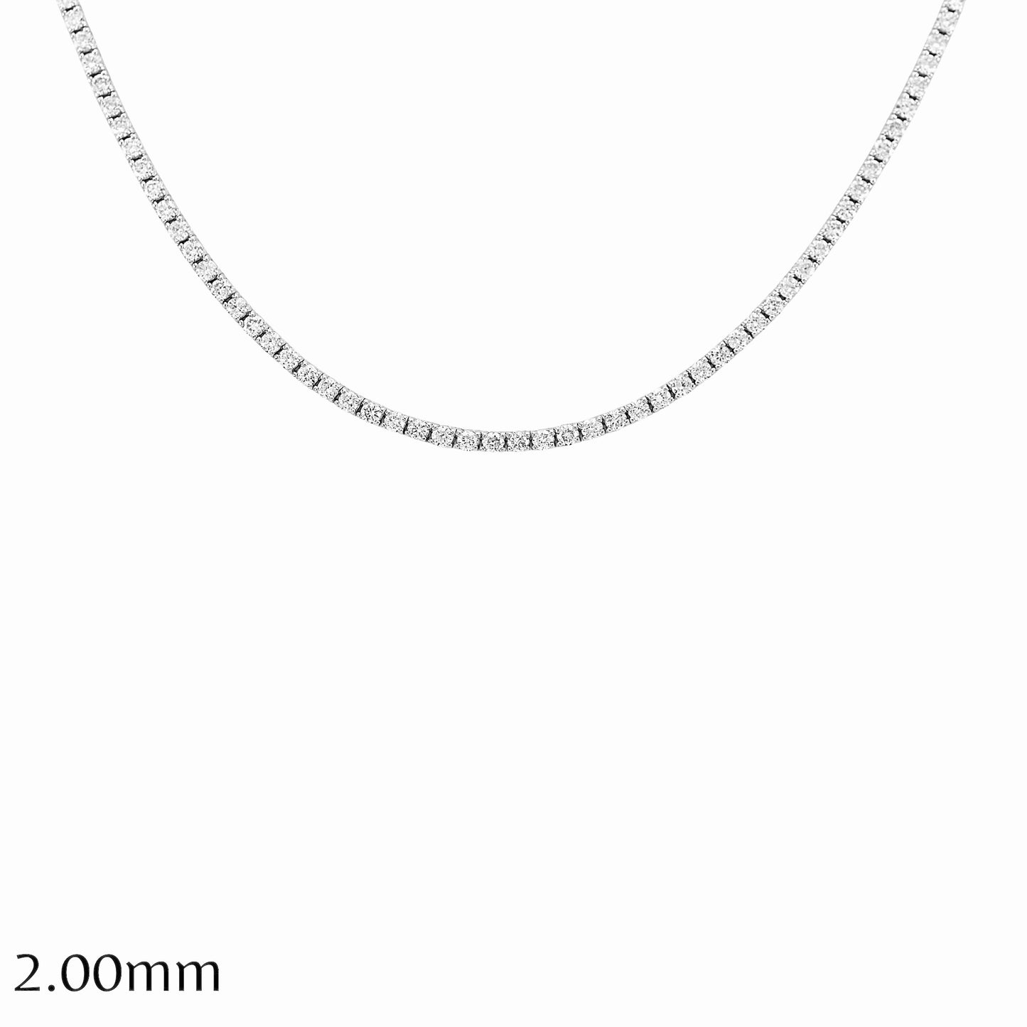 5-8ct. Lab-Grown Diamond Tennis Necklace | 2.00mm | 14K Solid Gold with E-F VS+ Diamonds