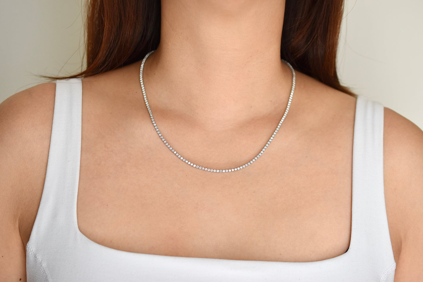 5-8ct. Lab-Grown Diamond Tennis Necklace | 2.00mm | 14K Solid Gold with E-F VS+ Diamonds