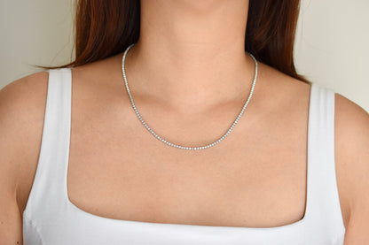 5-8ct. Lab-Grown Diamond Tennis Necklace | 2.00mm | 14K Solid Gold with E-F VS+ Diamonds