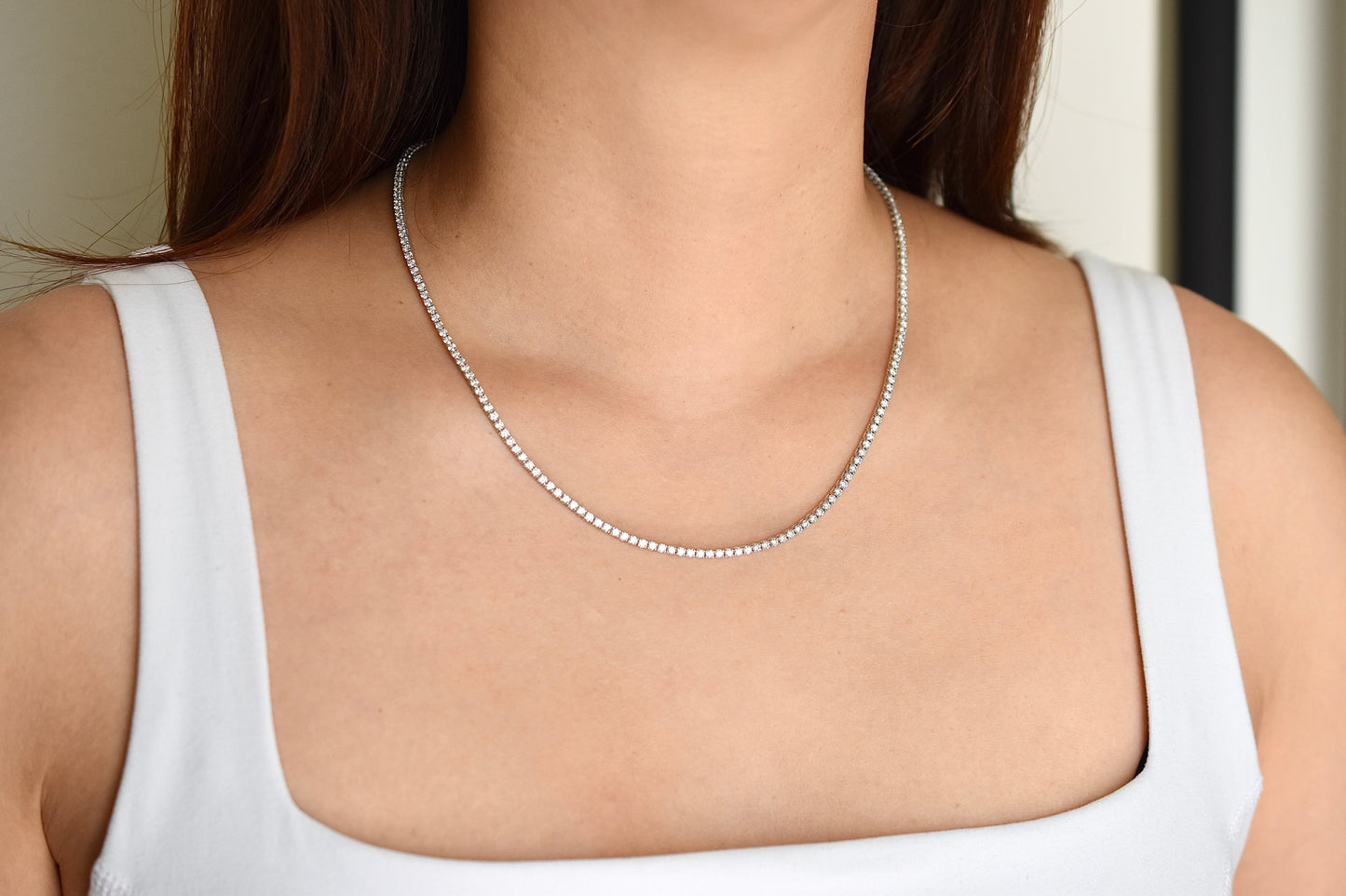 5-8ct. Lab-Grown Diamond Tennis Necklace | 2.00mm | 14K Solid Gold with E-F VS+ Diamonds