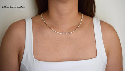 7-12ct. Lab-Grown Diamond Tennis Necklace | 2.35mm | 14K Solid Gold with E-F VS+ Diamonds