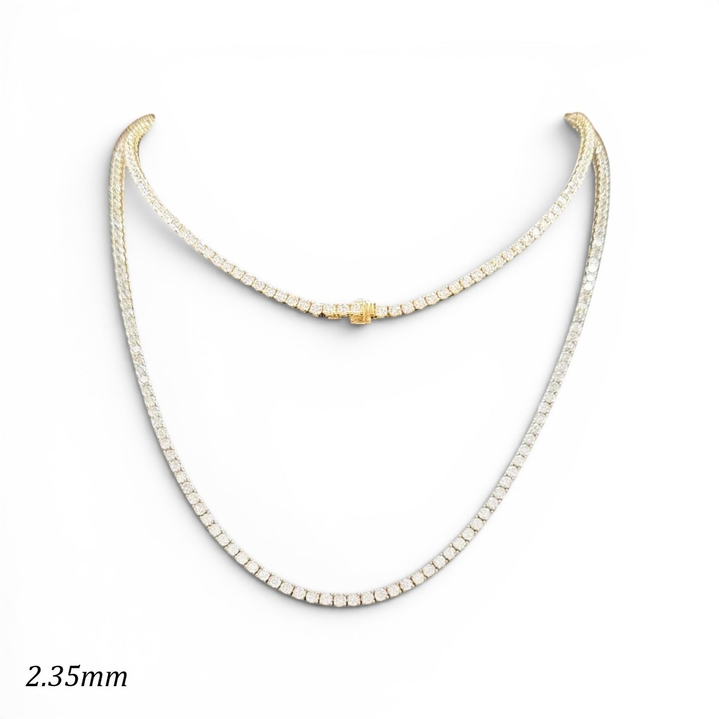 7.5-12ct. Lab-Grown Diamond Tennis Necklace | 2.35mm | 14K Solid Gold with E-F VS+ Diamonds