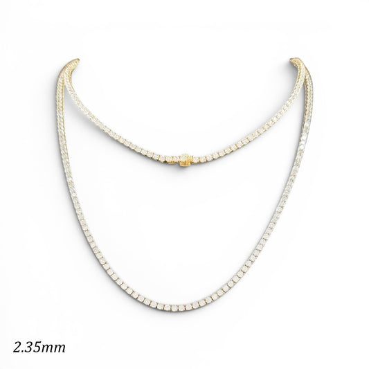 7.5-12ct. Lab-Grown Diamond Tennis Necklace | 2.35mm | 14K Solid Gold with E-F VS+ Diamonds