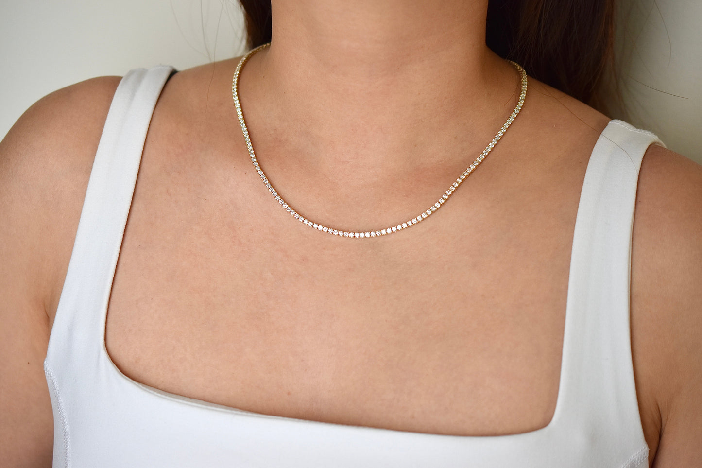 9ct. Lab-Grown Diamond Tennis Necklace | 2.35mm | 14K Solid Gold with E-F VS+ Diamonds