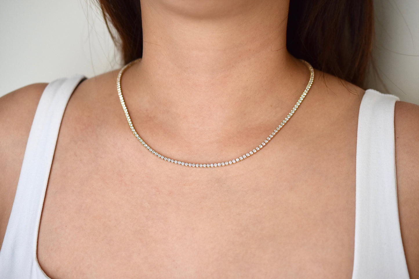 9ct. Lab-Grown Diamond Tennis Necklace | 2.35mm | 14K Solid Gold with E-F VS+ Diamonds