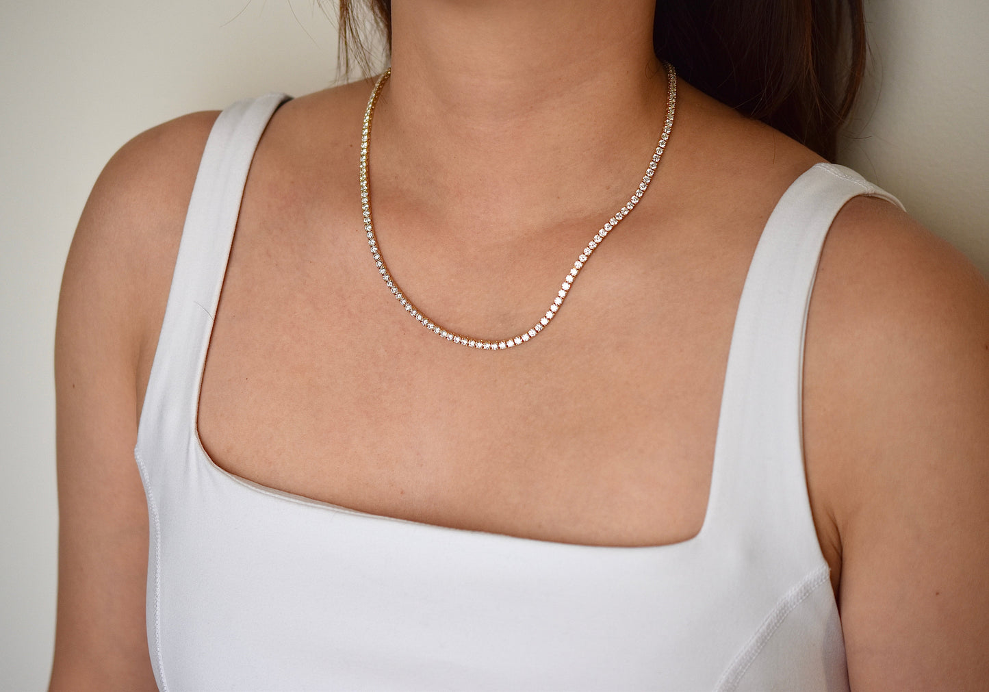 13ct. Lab-Grown Diamond Tennis Necklace | 2.85mm | 14K Solid Gold with E-F VS+ Diamonds