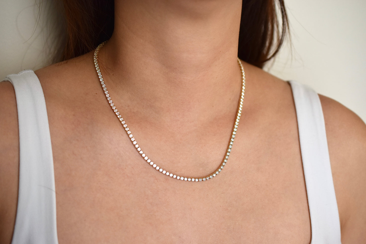 13ct. Lab-Grown Diamond Tennis Necklace | 2.85mm | 14K Solid Gold with E-F VS+ Diamonds