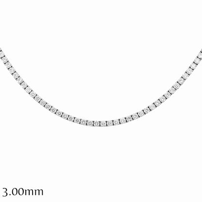 12-20ct. Lab-Grown Diamond Tennis Necklace | 3.00mm | 14K Solid Gold with E-F VS+ Diamonds