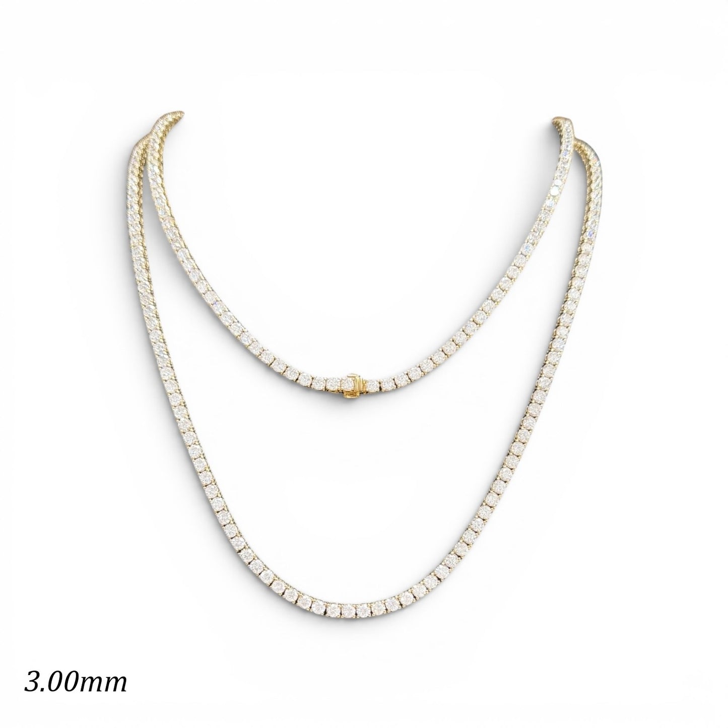 12.5-20ct. Lab-Grown Diamond Tennis Necklace | 3.00mm | 14K Solid Gold with E-F VS+ Diamonds