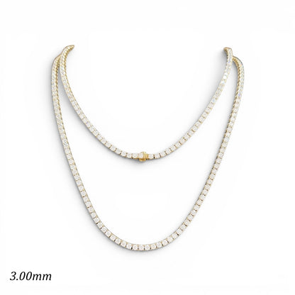 12.5-20ct. Lab-Grown Diamond Tennis Necklace | 3.00mm | 14K Solid Gold with E-F VS+ Diamonds