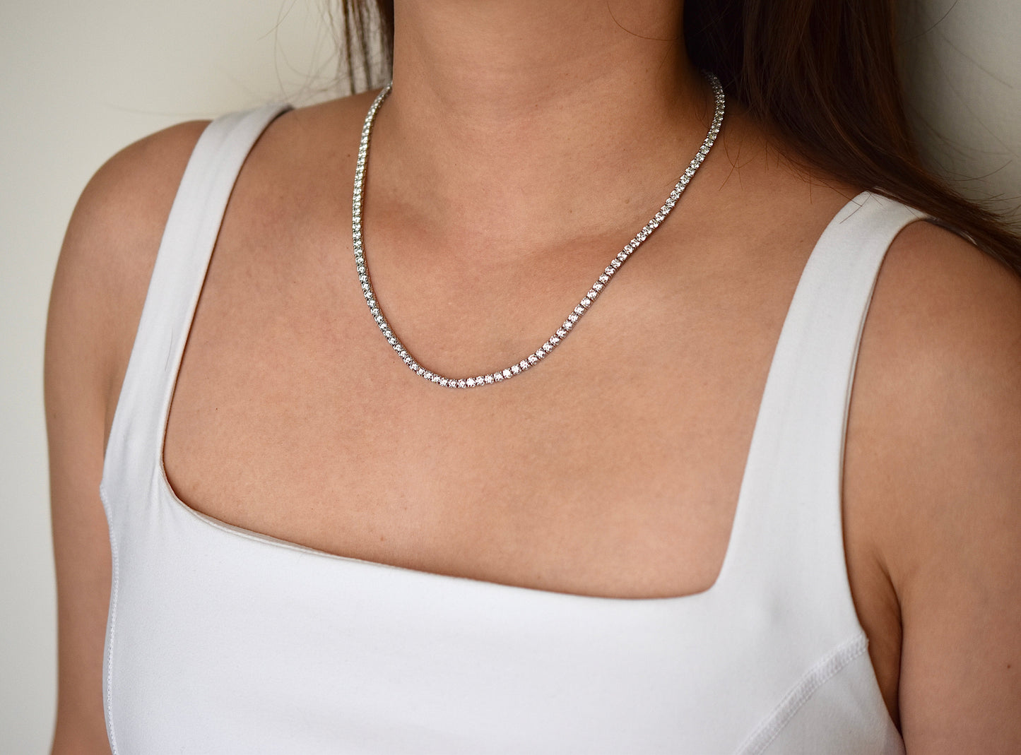 16ct. Lab-Grown Diamond Tennis Necklace | 3.00mm | 14K Solid Gold with E-F VS+ Diamonds