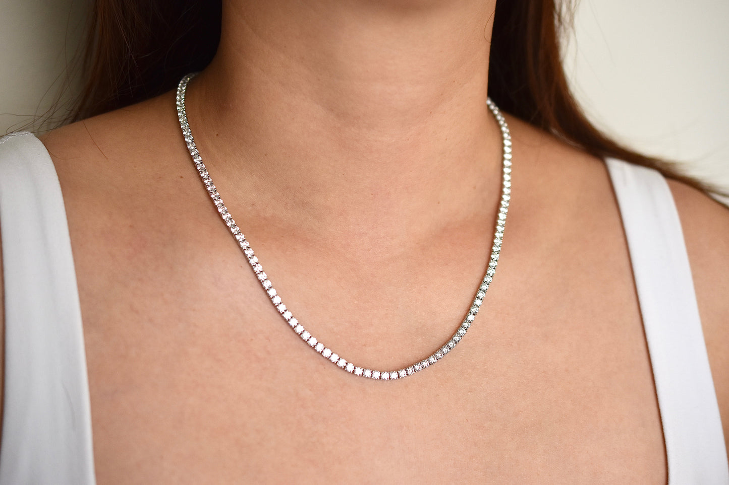 16ct. Lab-Grown Diamond Tennis Necklace | 3.00mm | 14K Solid Gold with E-F VS+ Diamonds