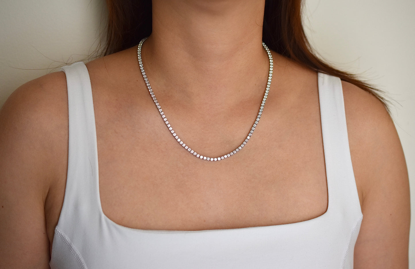 16ct. Lab-Grown Diamond Tennis Necklace | 3.00mm | 14K Solid Gold with E-F VS+ Diamonds