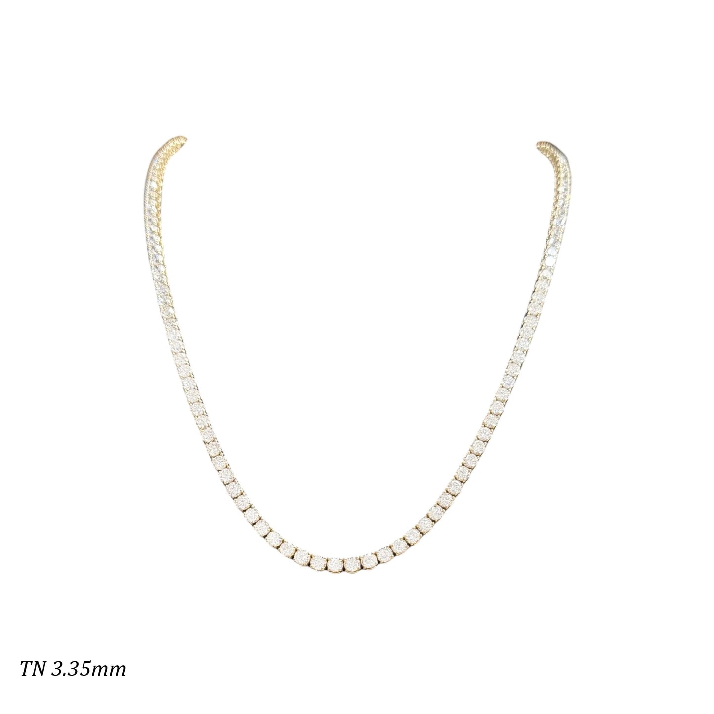 15-24ct. Lab-Grown Diamond Tennis Necklace | 3.35mm | 14K Solid Gold with E-F VS+ Diamonds