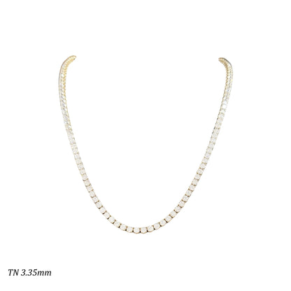15-24ct. Lab-Grown Diamond Tennis Necklace | 3.35mm | 14K Solid Gold with E-F VS+ Diamonds