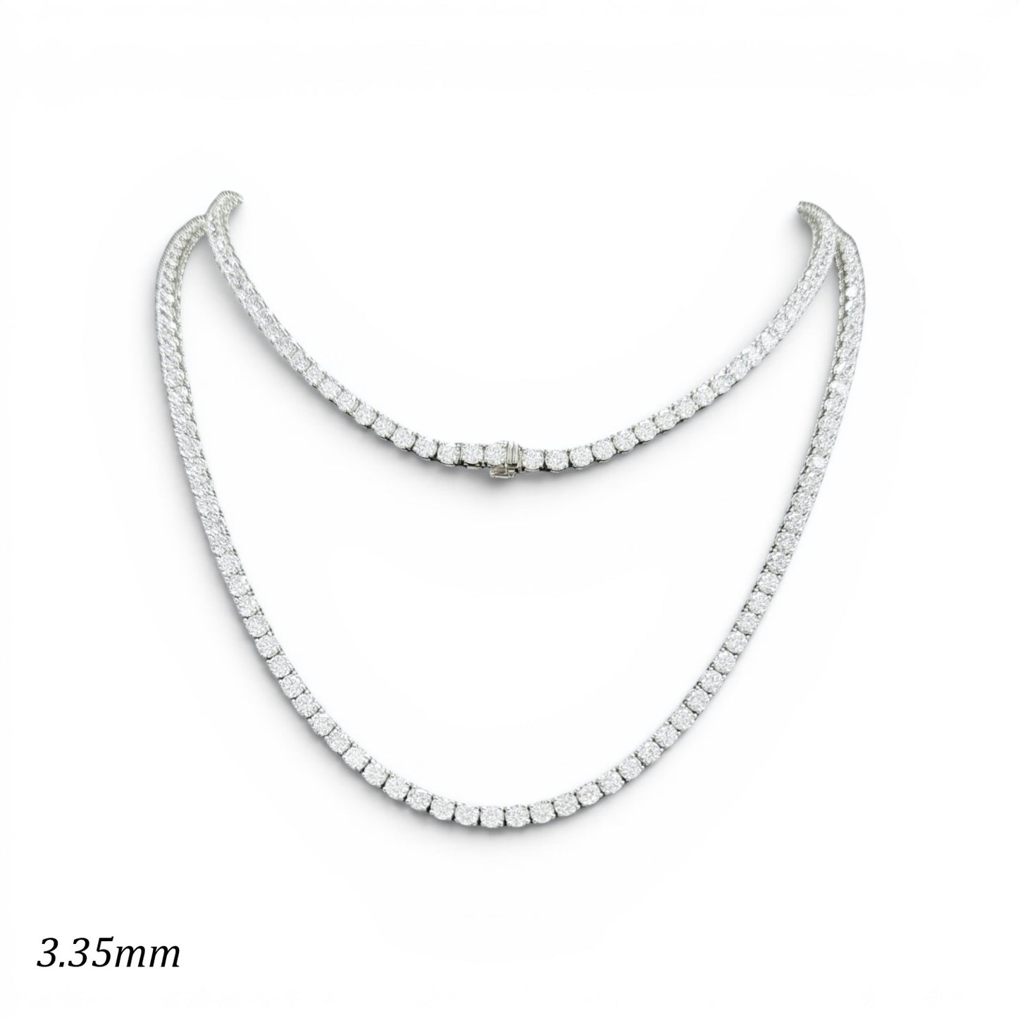 15-24ct. Lab-Grown Diamond Tennis Necklace | 3.35mm | 14K Solid Gold with E-F VS+ Diamonds