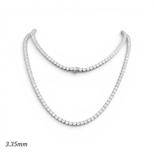 15-24ct. Lab-Grown Diamond Tennis Necklace | 3.35mm | 14K Solid Gold with E-F VS+ Diamonds