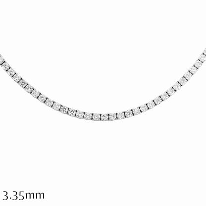 14-24ct. Lab-Grown Diamond Tennis Necklace | 3.35mm | 14K Solid Gold with E-F VS+ Diamonds