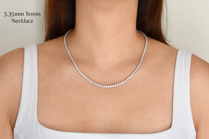 18ct. Lab-Grown Diamond Tennis Necklace | 3.35mm | 14K Solid Gold with E-F VS+ Diamonds