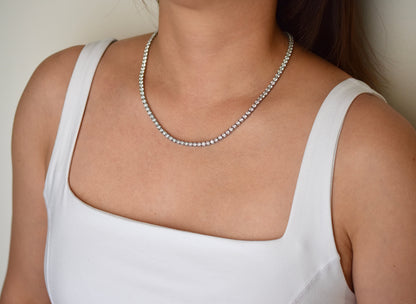 18.5-32ct. Lab-Grown Diamond Tennis Necklace | 3.75mm | 14K Solid Gold with E-F VS+ Diamonds