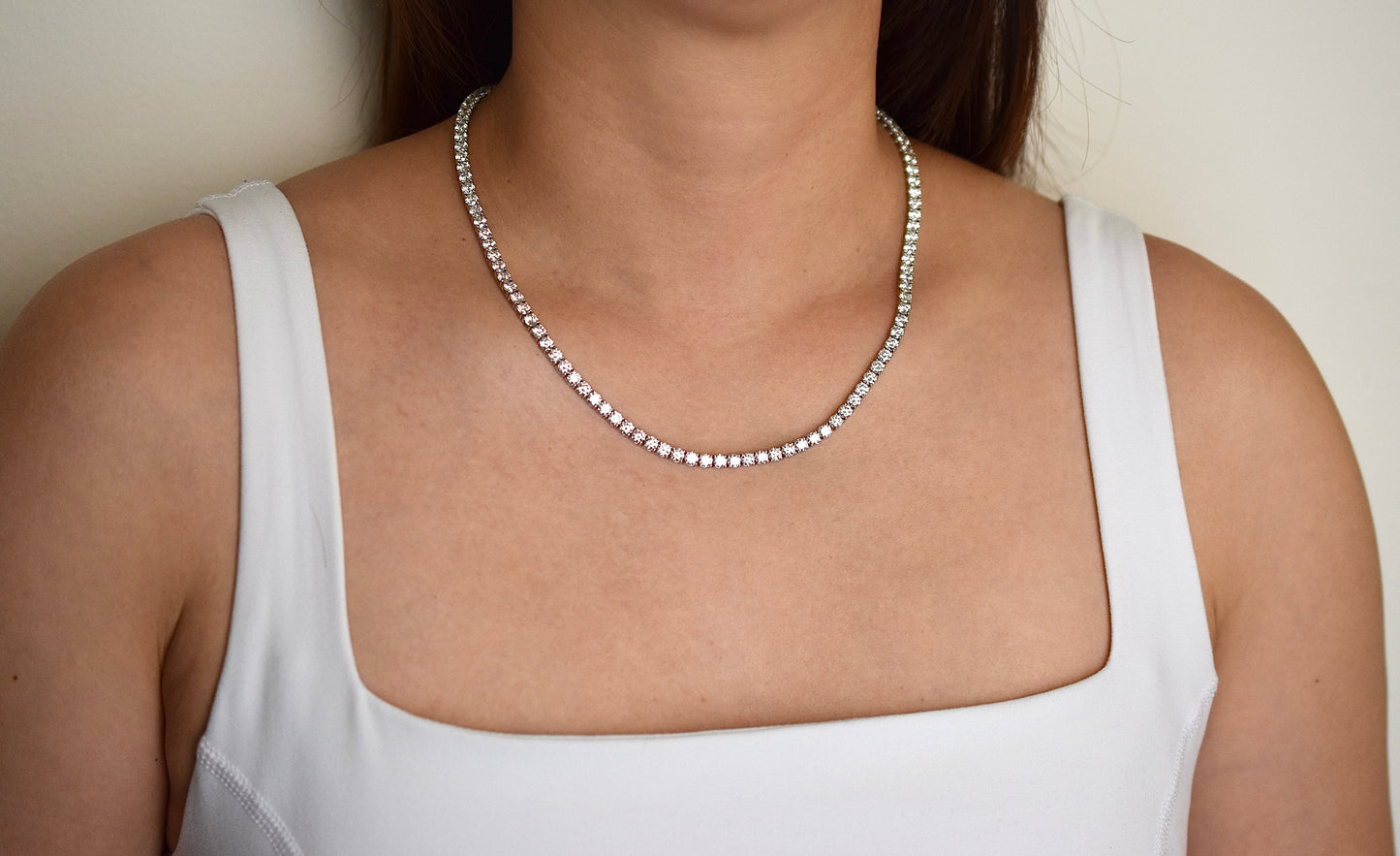 24ct. Lab-Grown Diamond Tennis Necklace | 3.75mm | 14K Solid Gold with E-F VS+ Diamonds