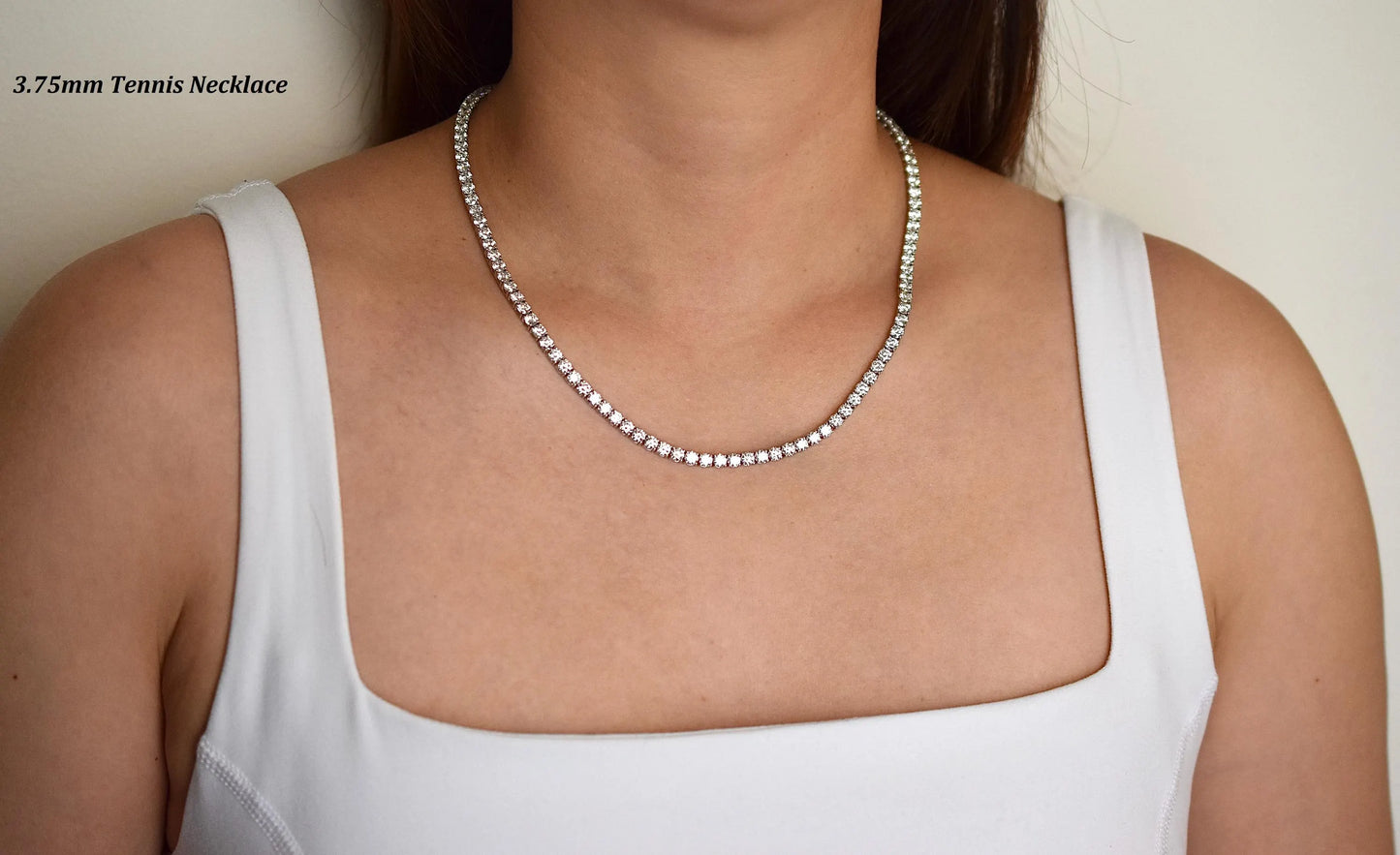 24ct. Lab-Grown Diamond Tennis Necklace | 3.75mm | 14K Solid Gold with E-F VS+ Diamonds