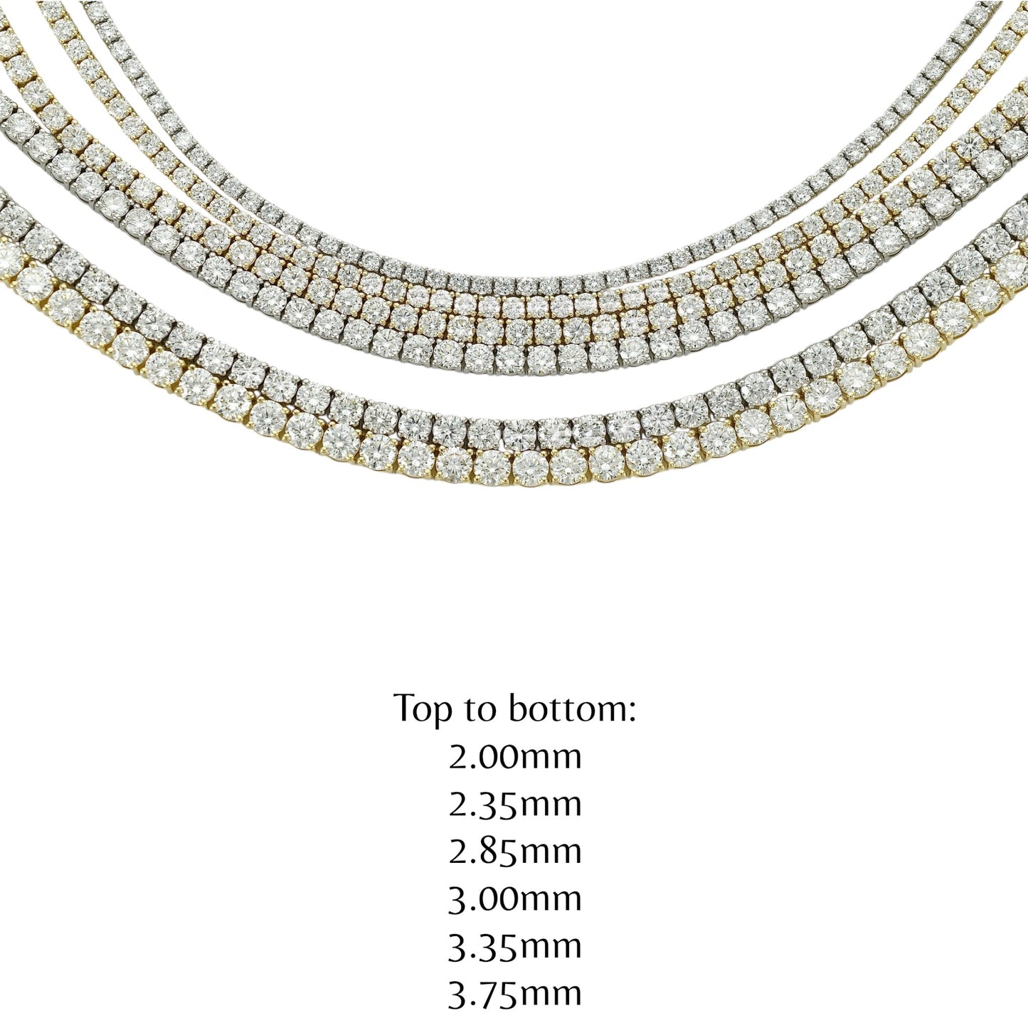 18.5-32ct. Lab-Grown Diamond Tennis Necklace | 3.75mm | 14K Solid Gold with E-F VS+ Diamonds