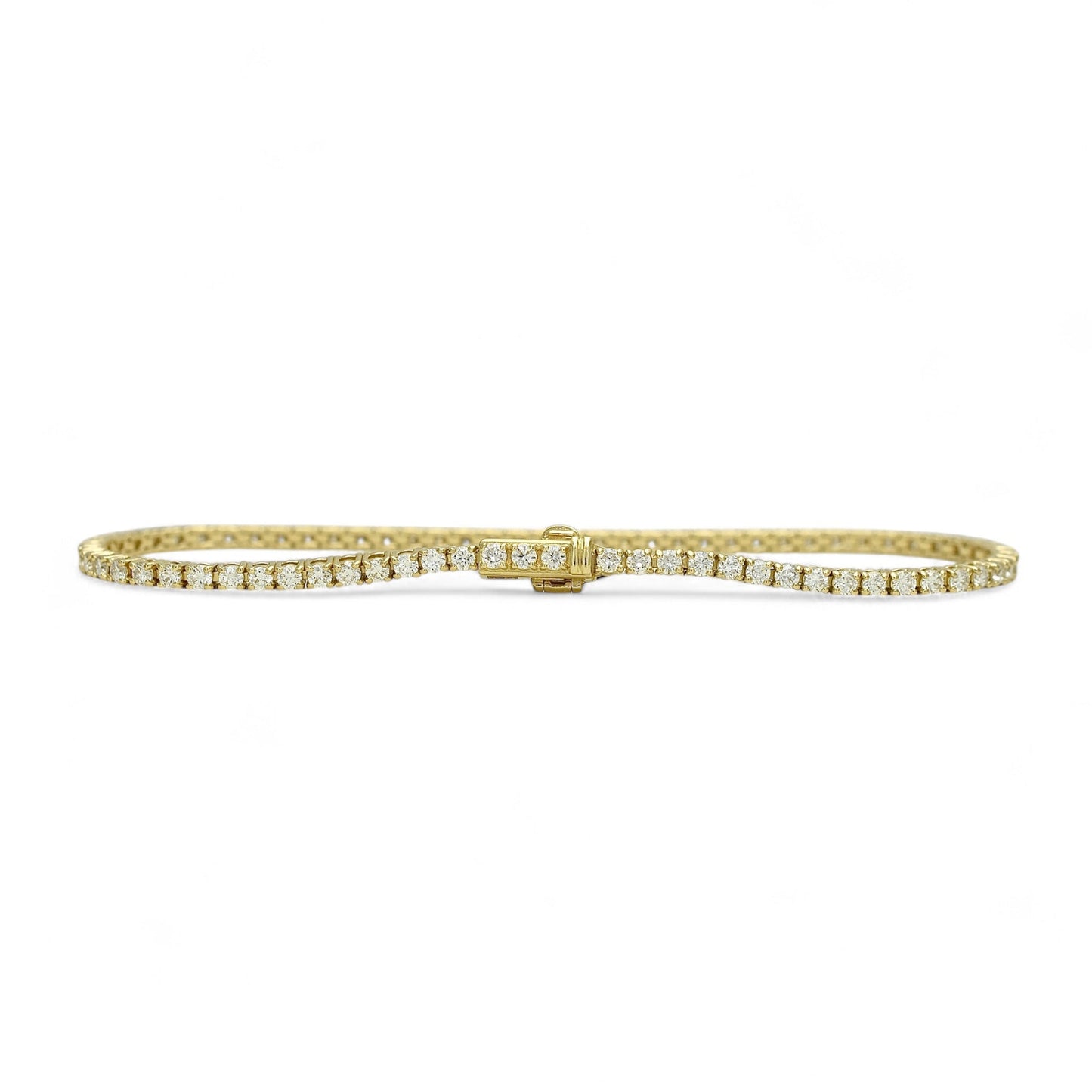 2.5ct. Lab-Grown Diamond Tennis Bracelet | 2.00mm | 14K Solid Gold with E-F VS+ Diamonds